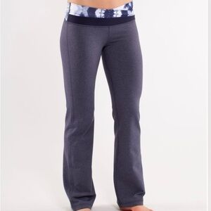 Lululemon Astro Gray Yoga Pants with Floral Waistband